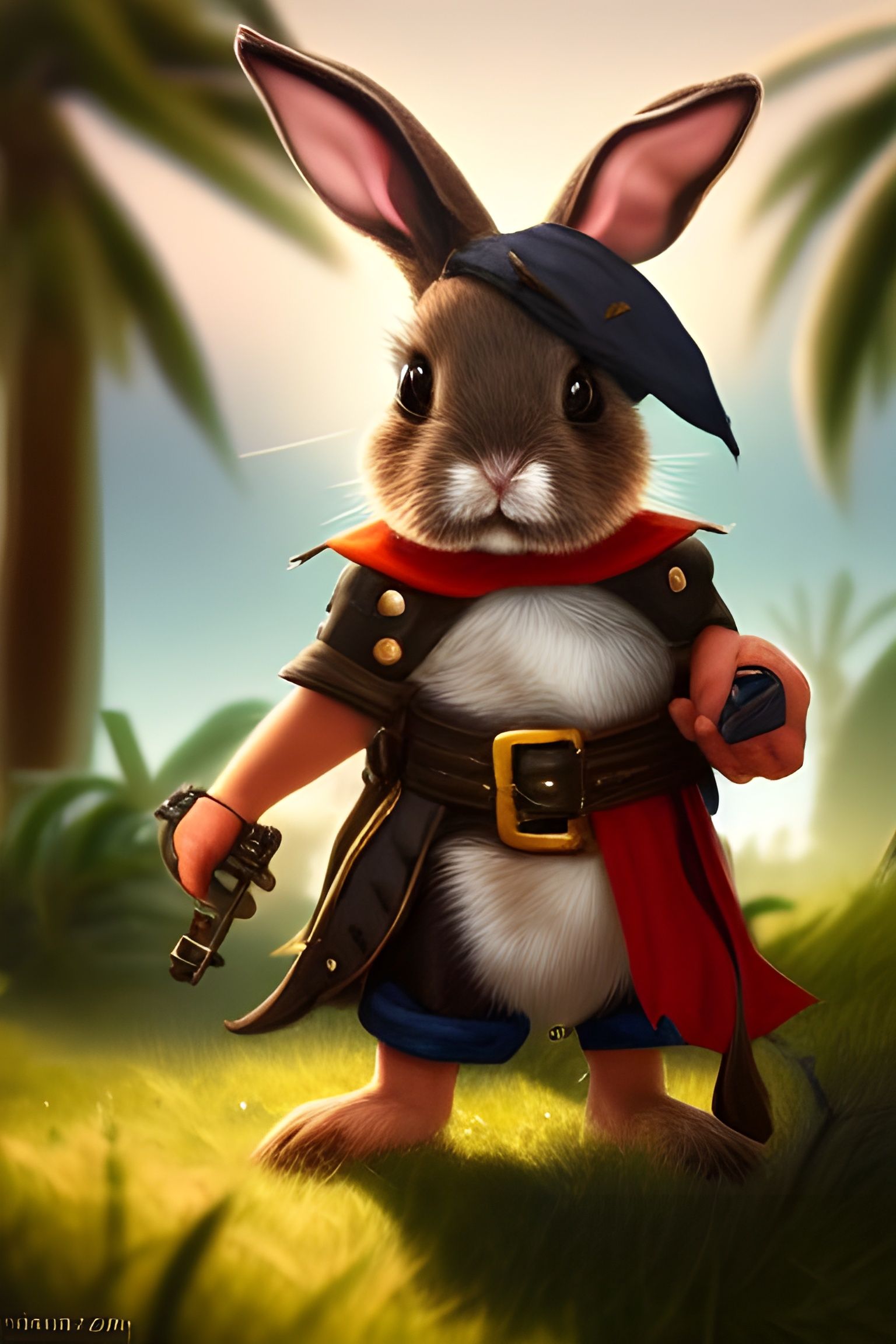 Cute Bunny Pirate in Photorealistic Style