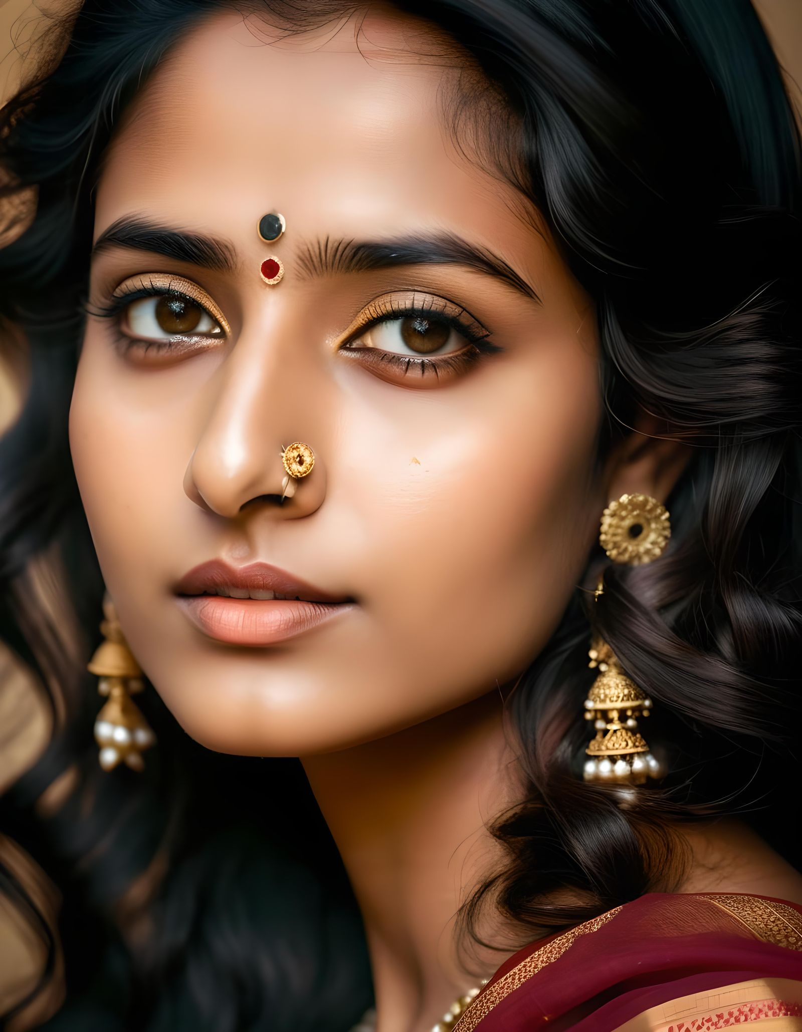 Beautiful Indian Girl Portrait in Pastel Colors