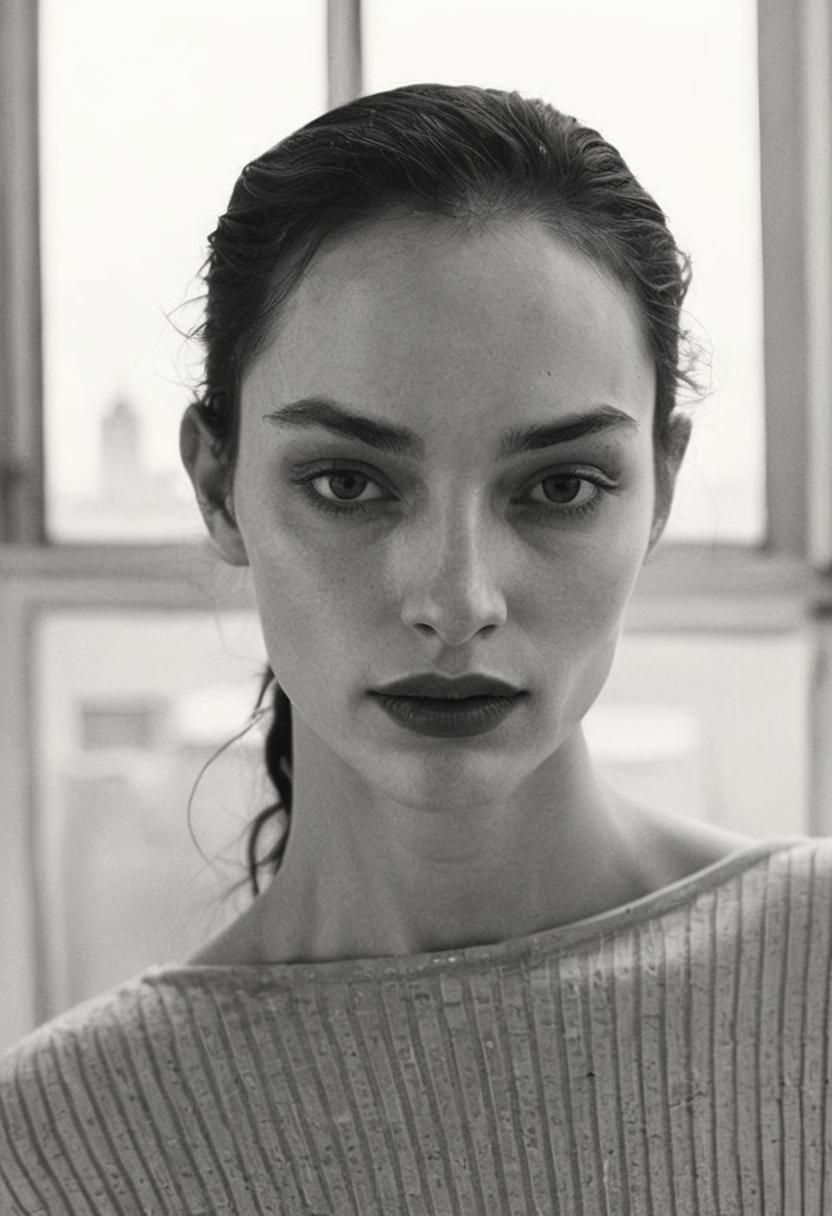 Elegant Goth Girl: Impasto Portrait in 3D