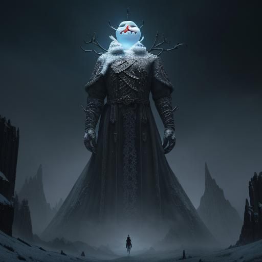 Evil Snowman Towering in the Dark: Digital Matte Painting