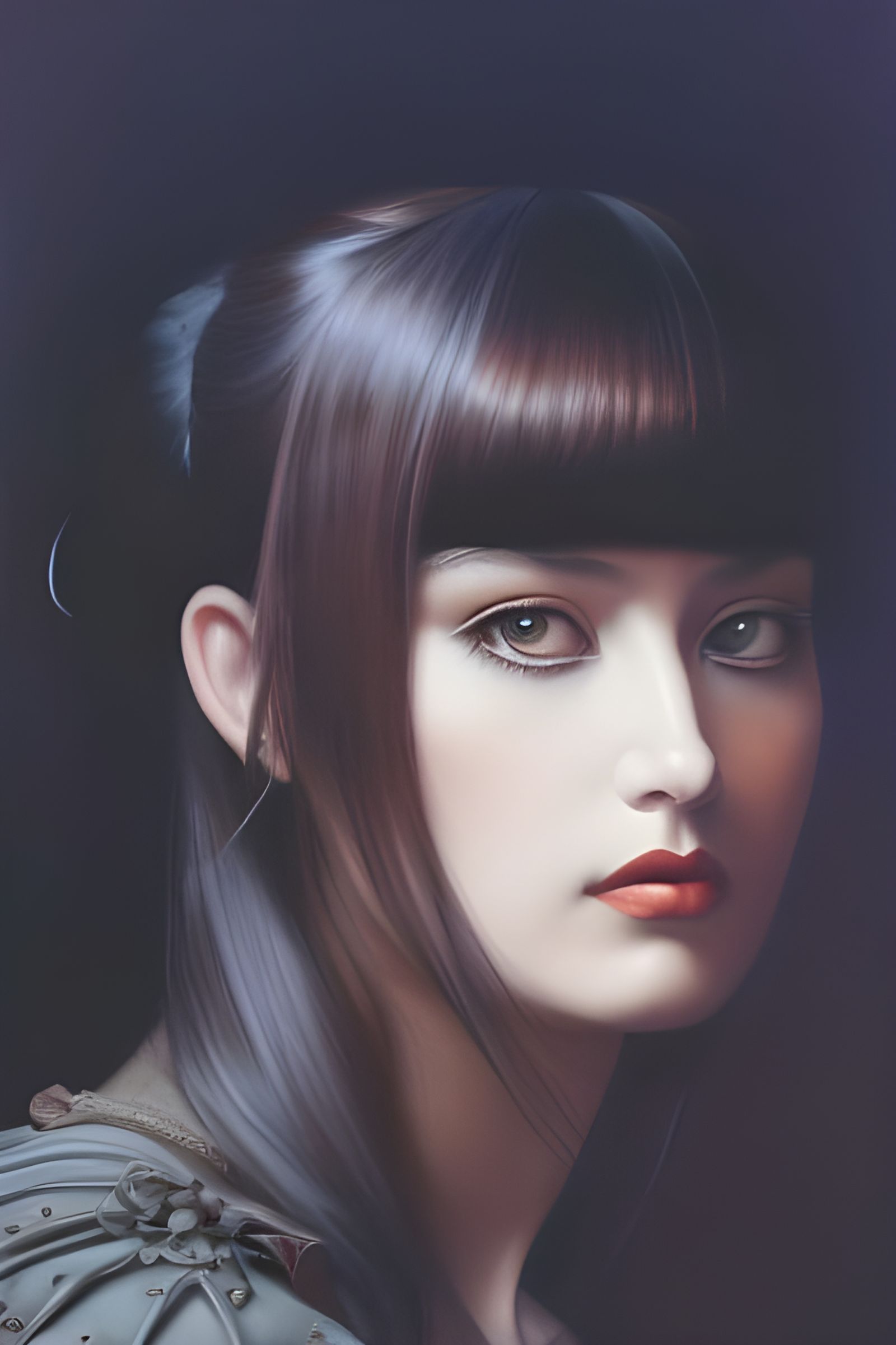 Intricate Portrait of Girl in Black Shirt