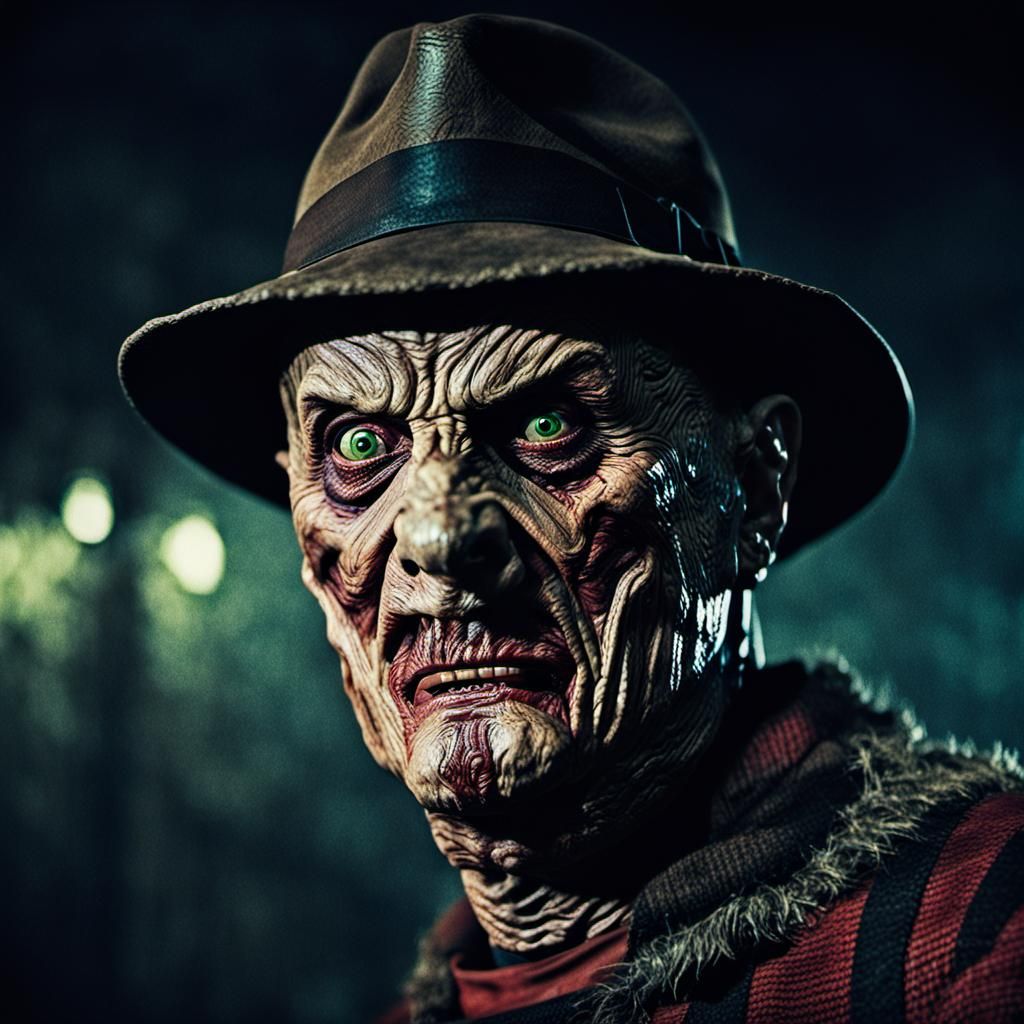 Scary Freddy Krueger Face in Cinematic Style