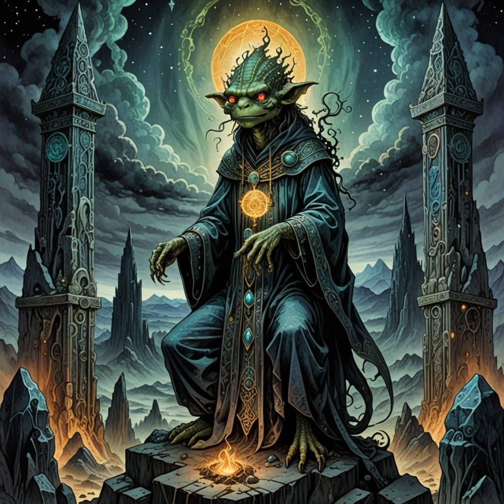 Cosmic Occult Master Wizard in Dark Astral Realm