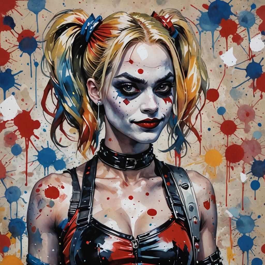 Harley Quinn Gouache Impressionist Masterpiece