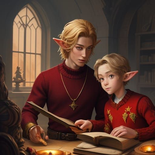 Magical Elf Points to Boy's Glowing Heart in Children's Book...