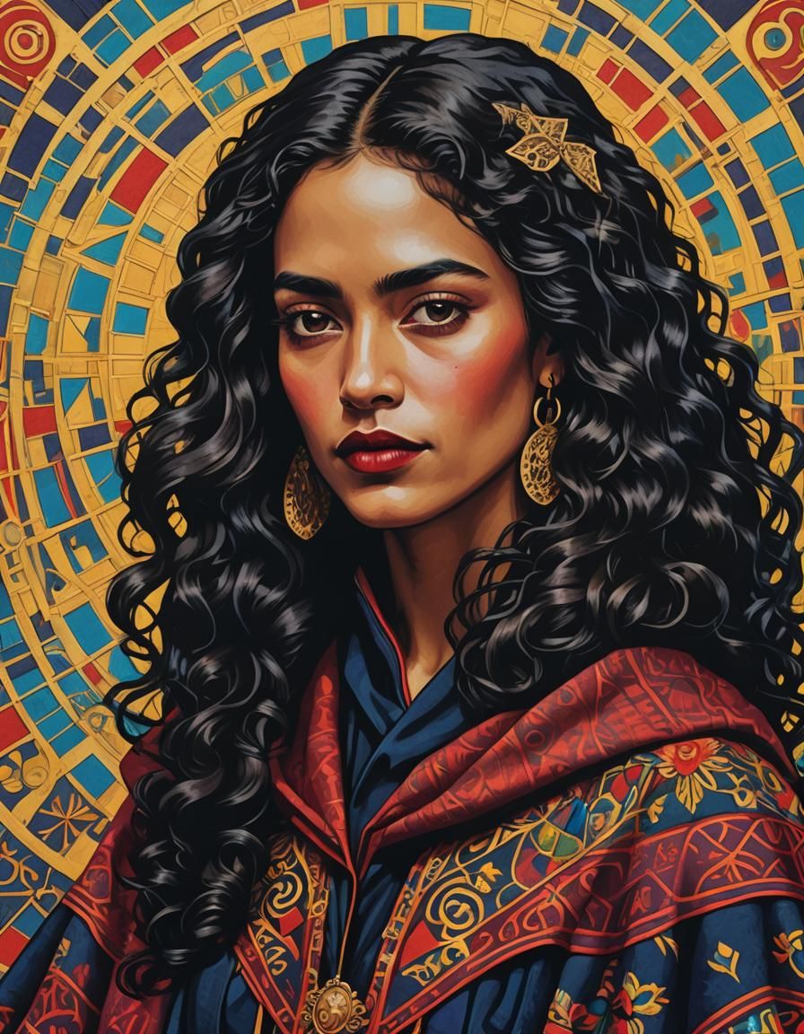 Fantasy Portrait: Hispanic Woman in Pop Art Style