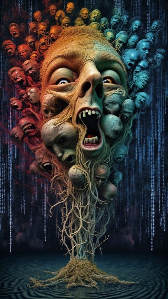 Mindscape of Emotions: AI Art of Contemplative Face