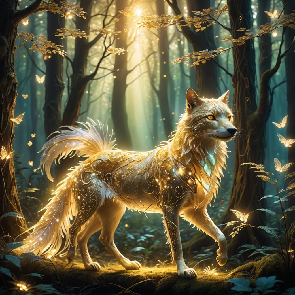 Glowing Animal in Ethereal Enchanted Forest