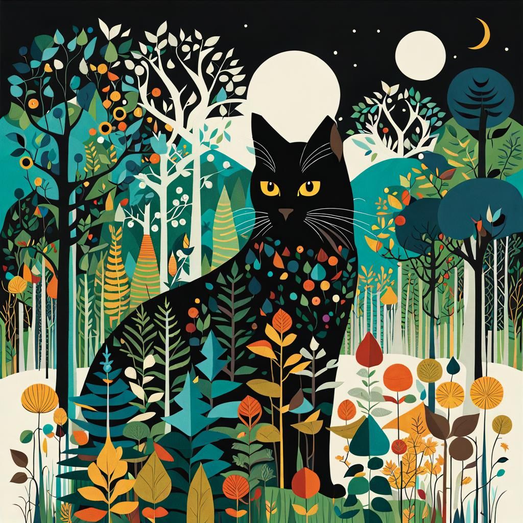 Enchanted Forest: Patchwork Art with Wild Gods