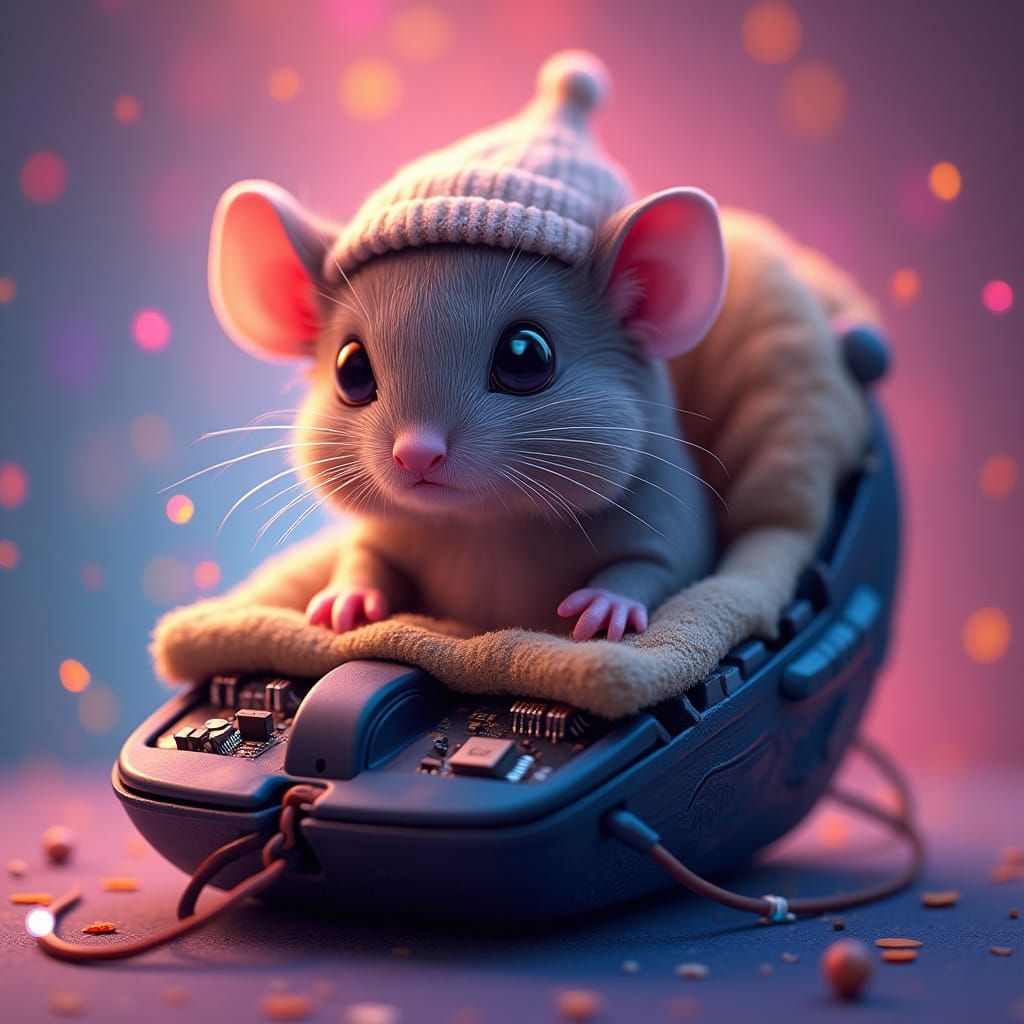 Hyperrealistic Computer Mouse Home in Vibrant Pixel Art Styl...