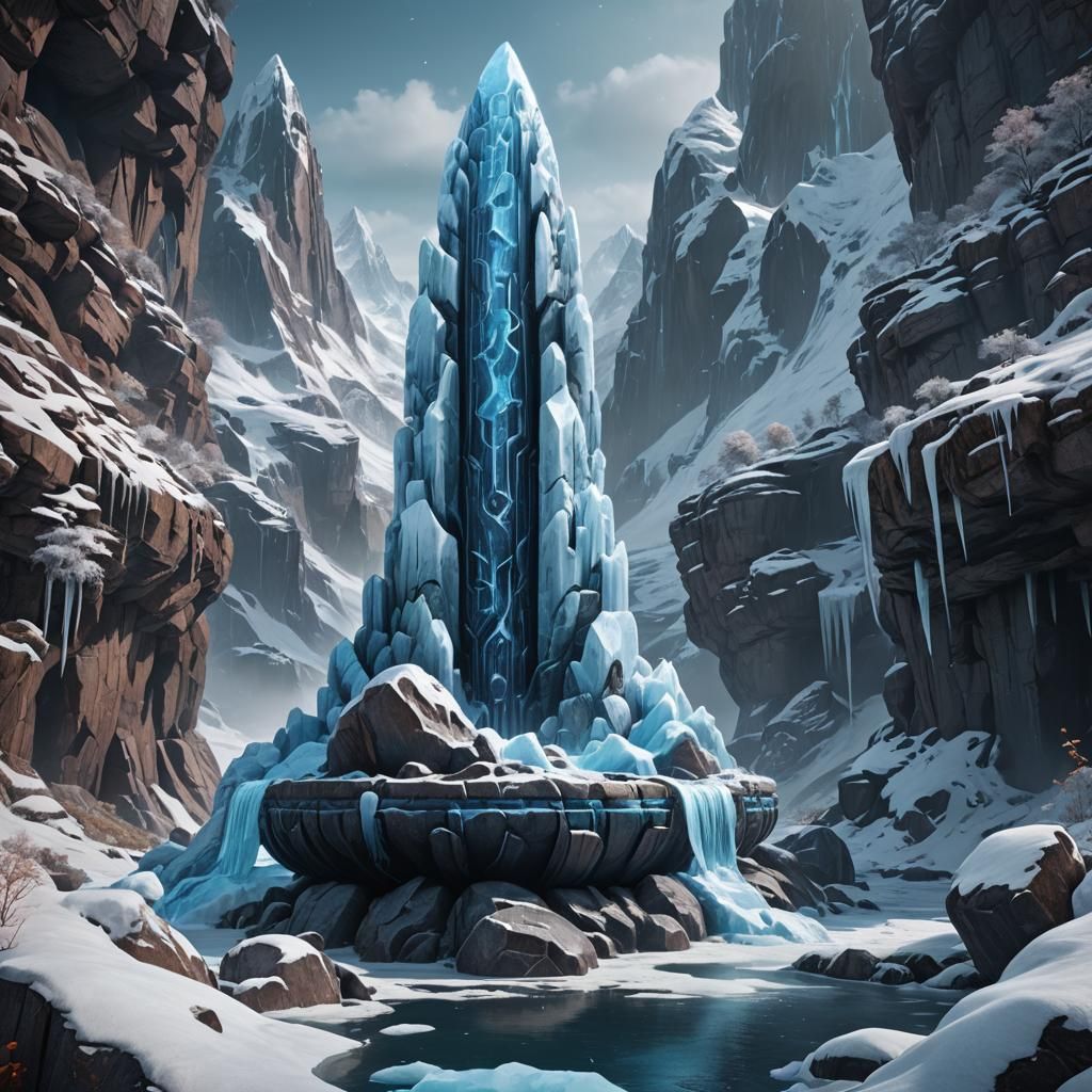 Detailed Ice Lingam Fantasy Concept Art