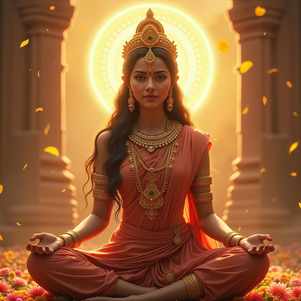 Goddess Lakshmi Radiates Warmth as Matte Painting