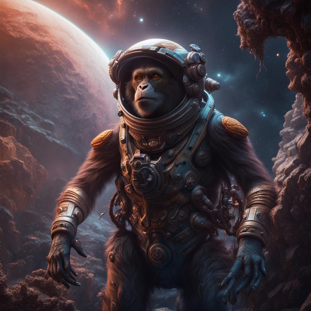 Primates Explore Space: Detailed Matte Painting