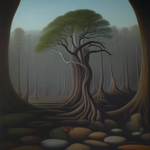 Surreal Forest Doorway Inspired by Expressionism