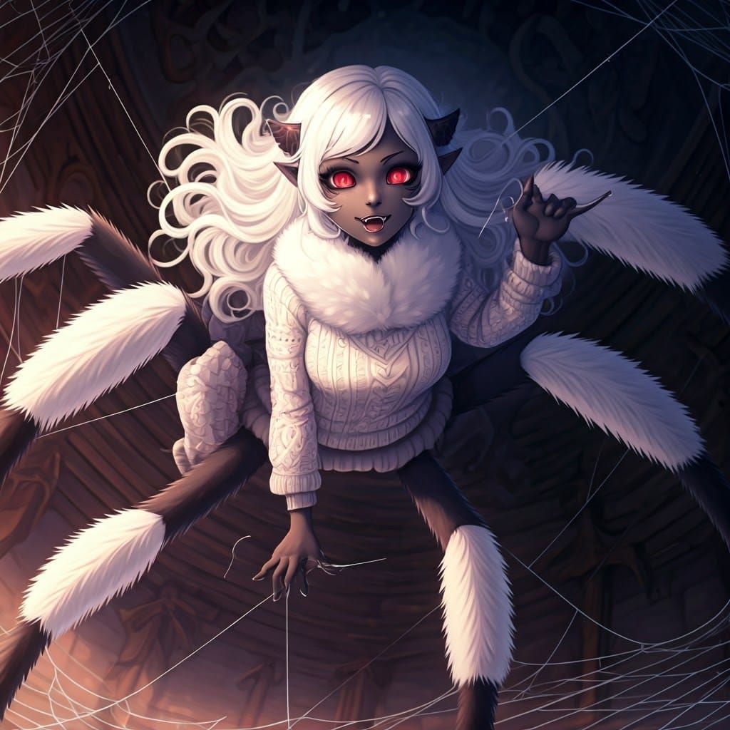 Fantasy Arachne Woman in Whimsical Ceiling Pose