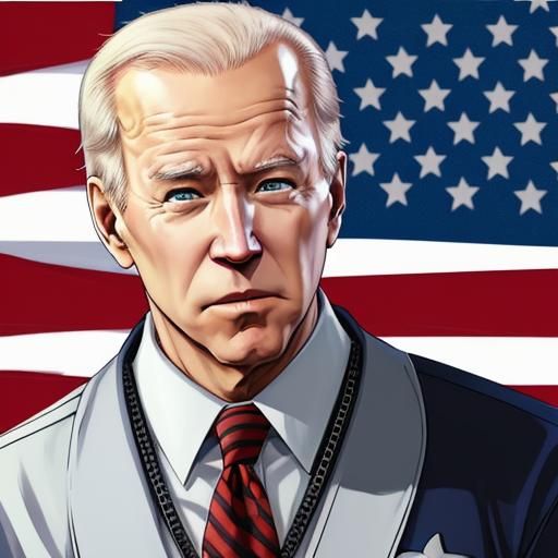Joe Biden as Anime Character with American Flag