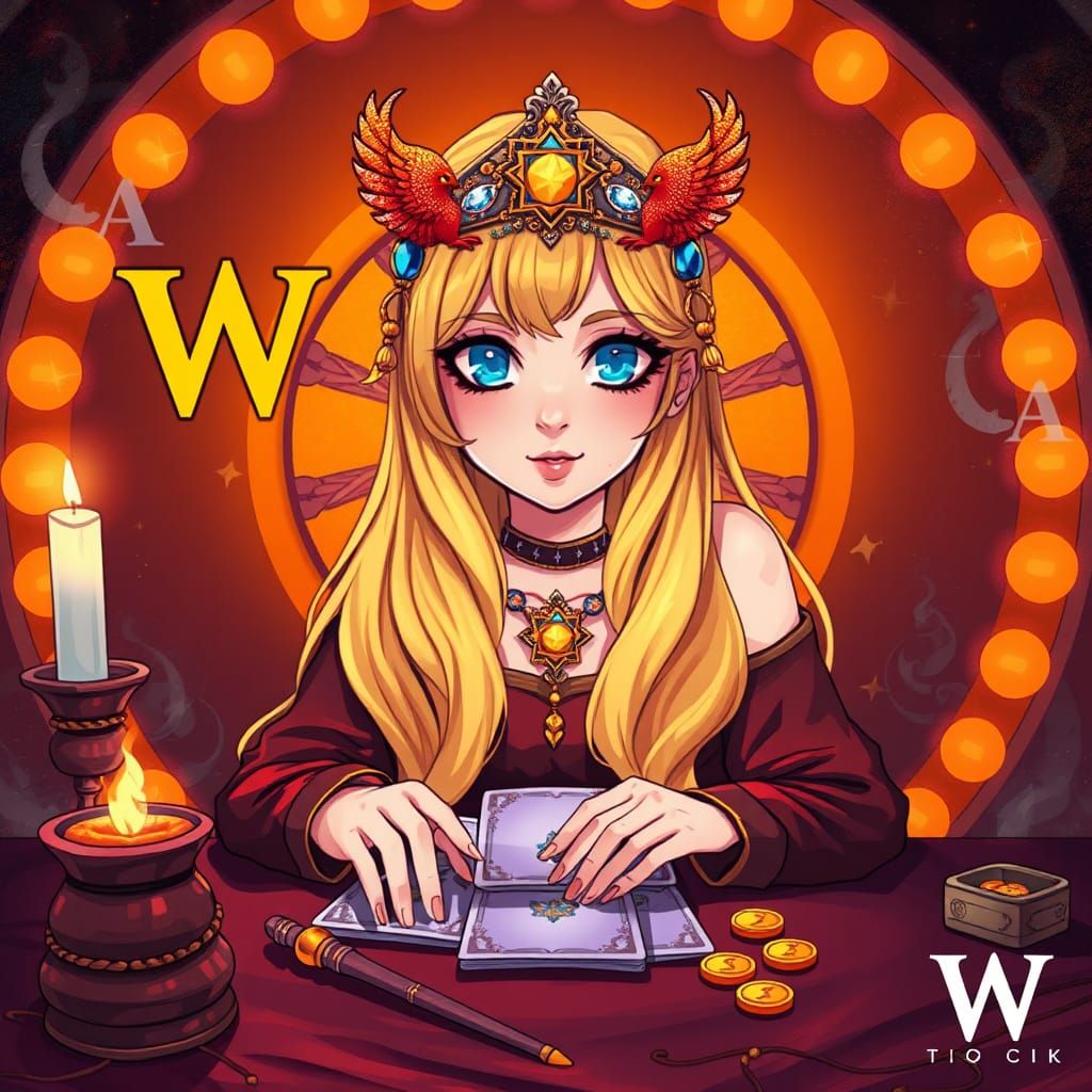 Anime Tarot Reader with Phoenix Headband