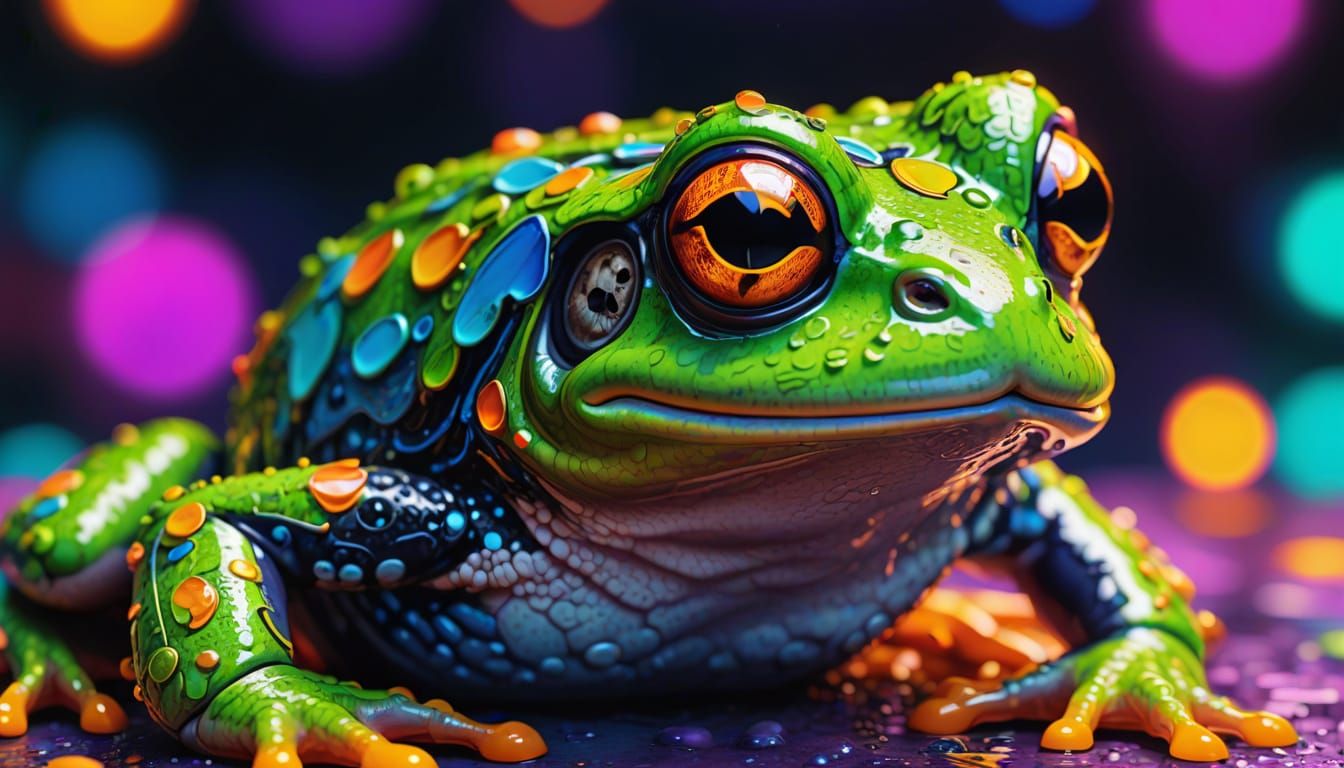 Shocked Frog in Vibrant Digital Art