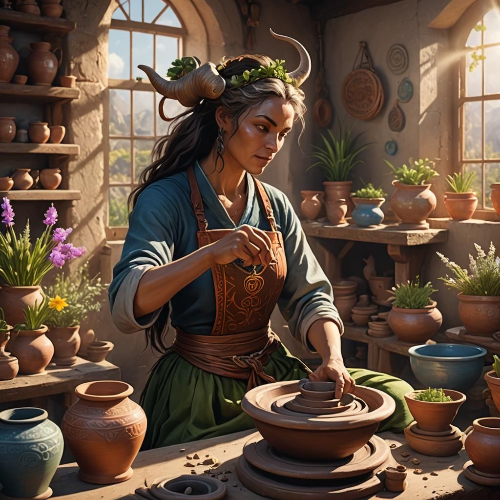 Springtime Pottery Class: A Detailed Matte Painting