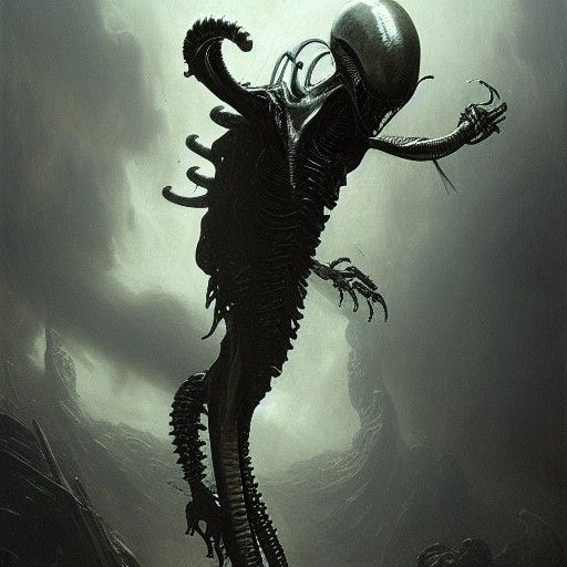 Xenomorph in Gothic Horror Style