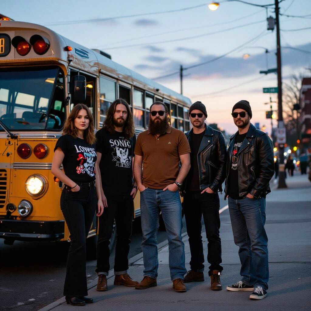 Fake Poets Society Emerge from Vintage Bus in Brooklyn