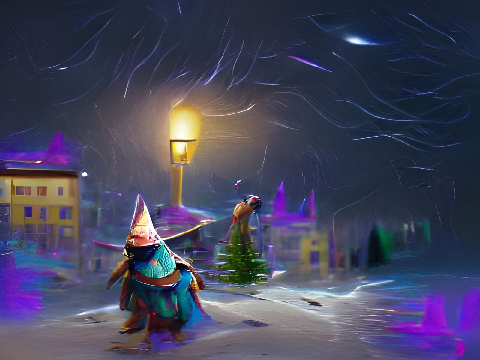 Christmas Wizard in Snowy Town Concept Art