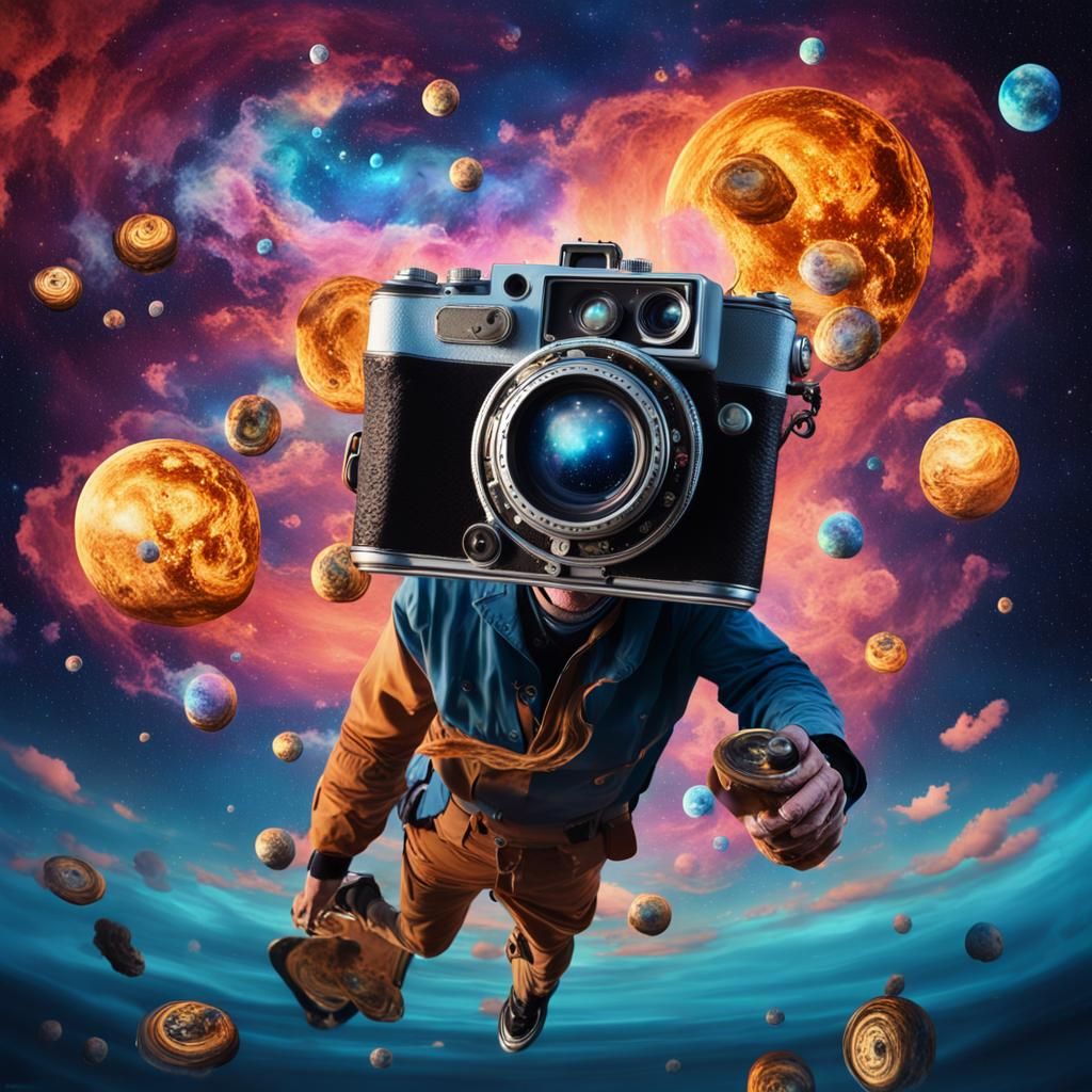 Surreal Person with Camera in Dreamscape