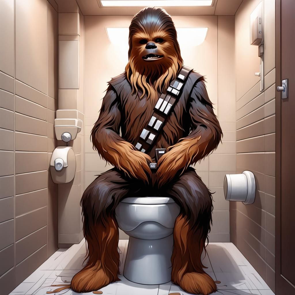 Chewbacca on Toilet: 8k Hyperdetailed Portrait