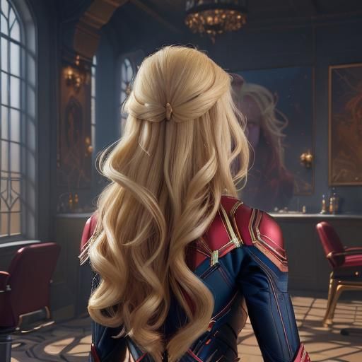 Blonde Heroine at Hair Salon: Detailed Fantasy Art