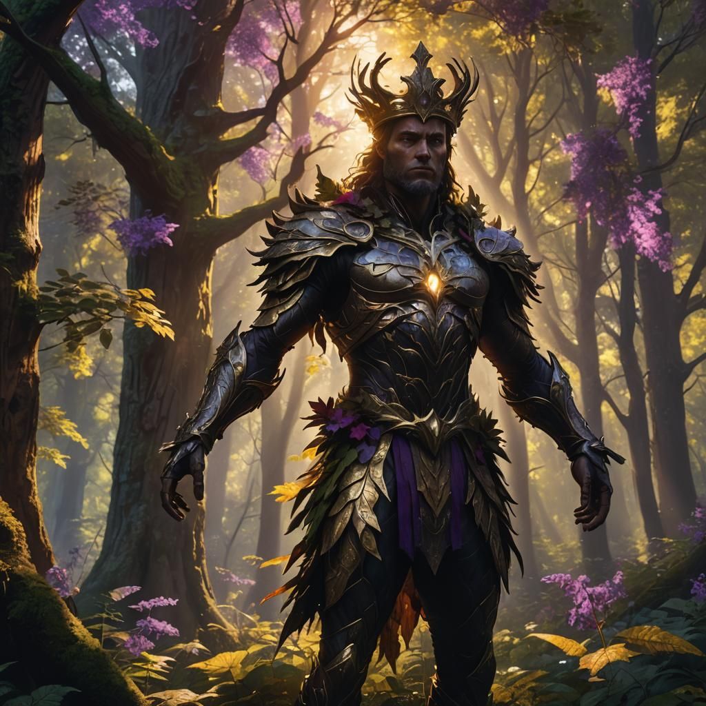 Majestic Forest Guardian in Dark Fantasy Style