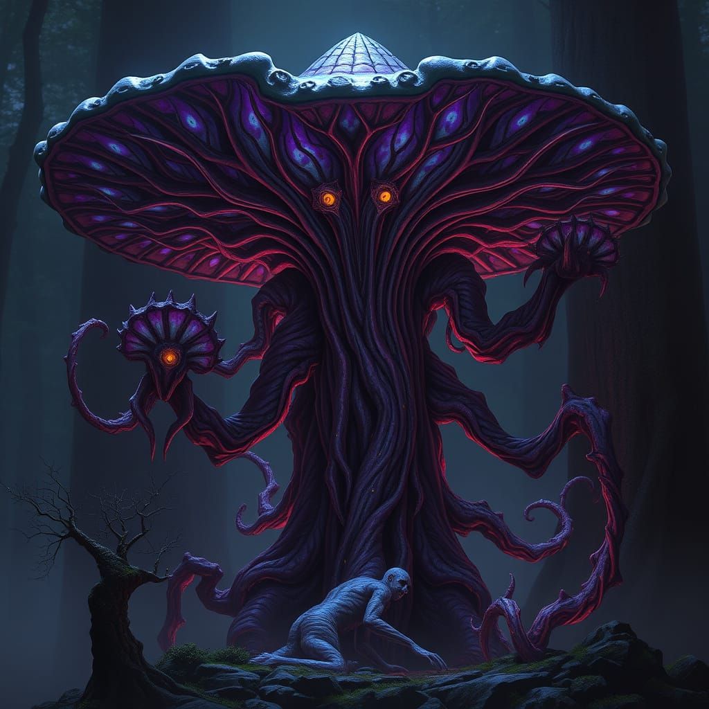 Myconid Diplomat of Shimmering Groves, Dark Fantasy Art