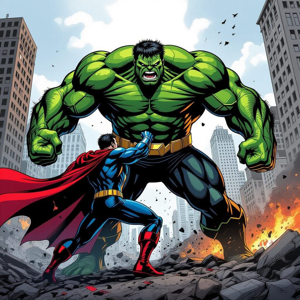 General Zod Defeats Hulk in Metropolis