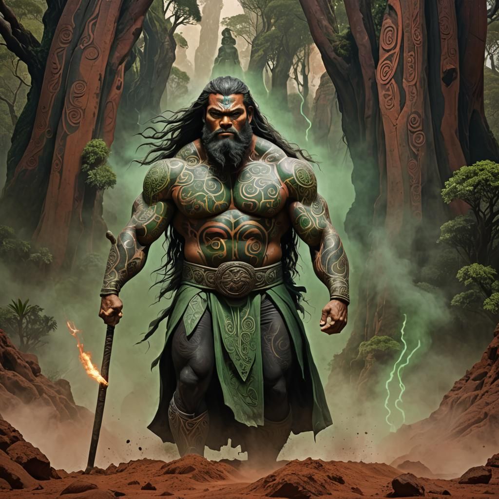 Maori God Tane Mahuta in Barren Landscape
