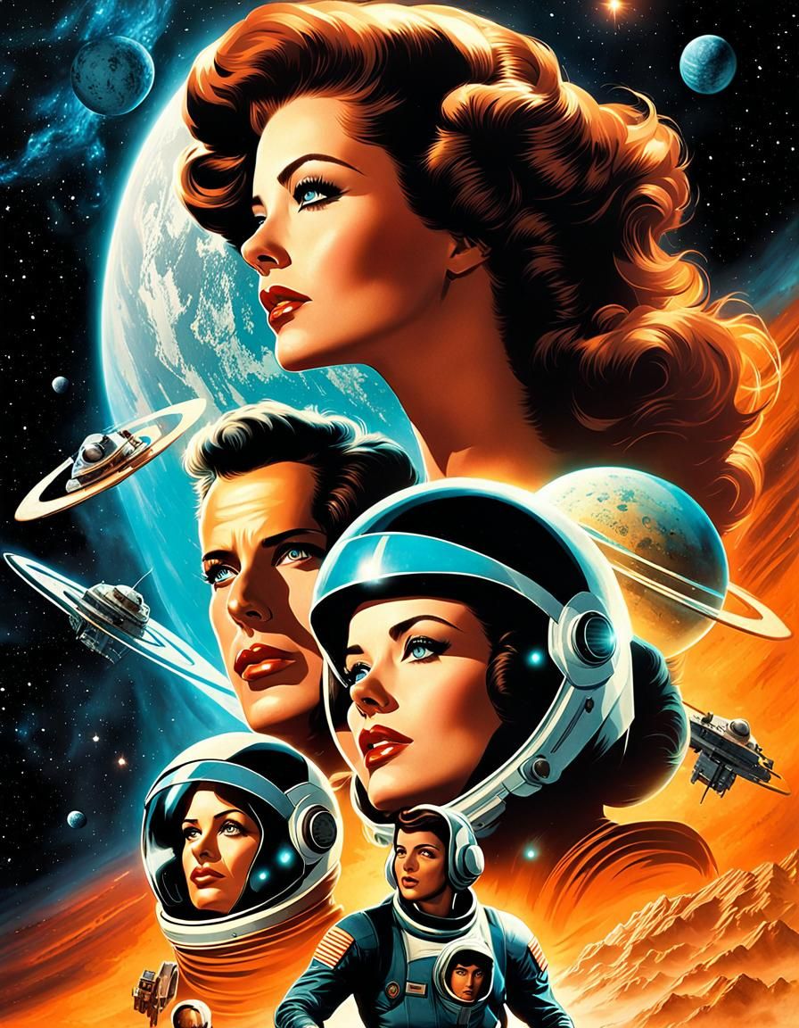 Cyberpunk Babes in Space: Retro Movie Poster