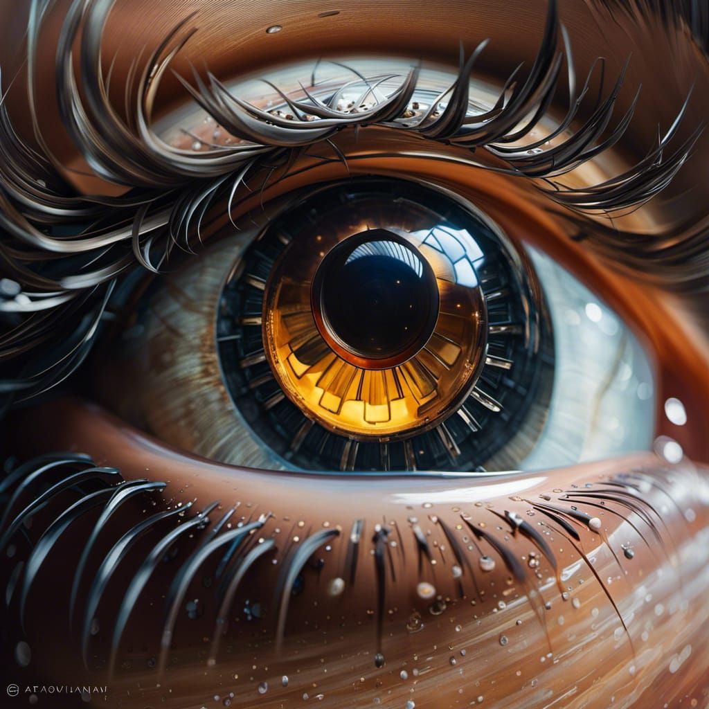 Detailed Mechanical Eye in Steampunk Style
