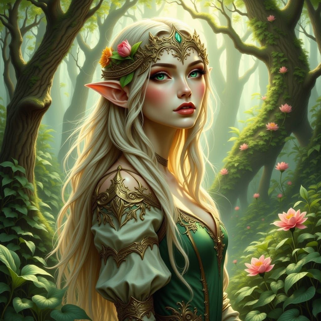 Elegant Elf Queen in Fashionable Attire