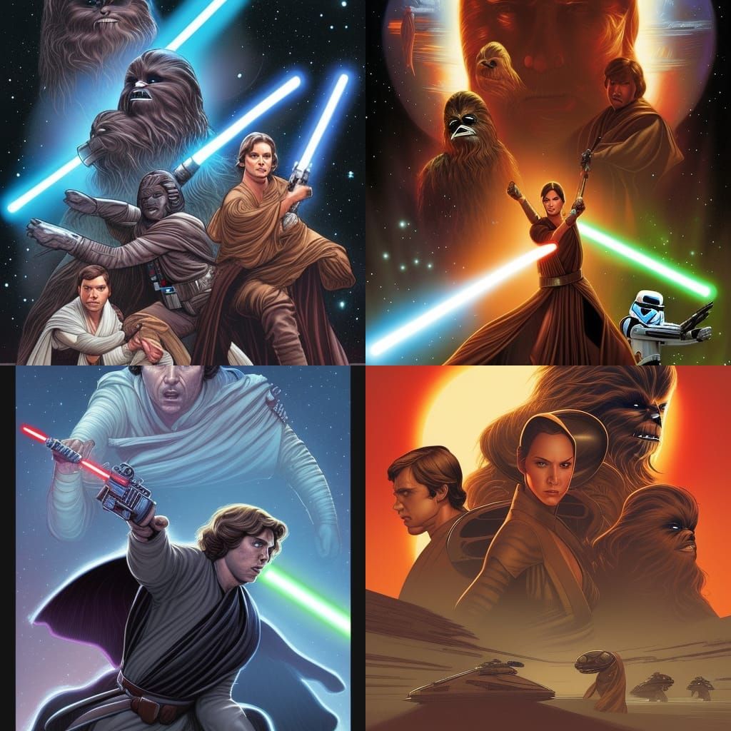 Star Wars Movie Poster in Comic Book Art Style