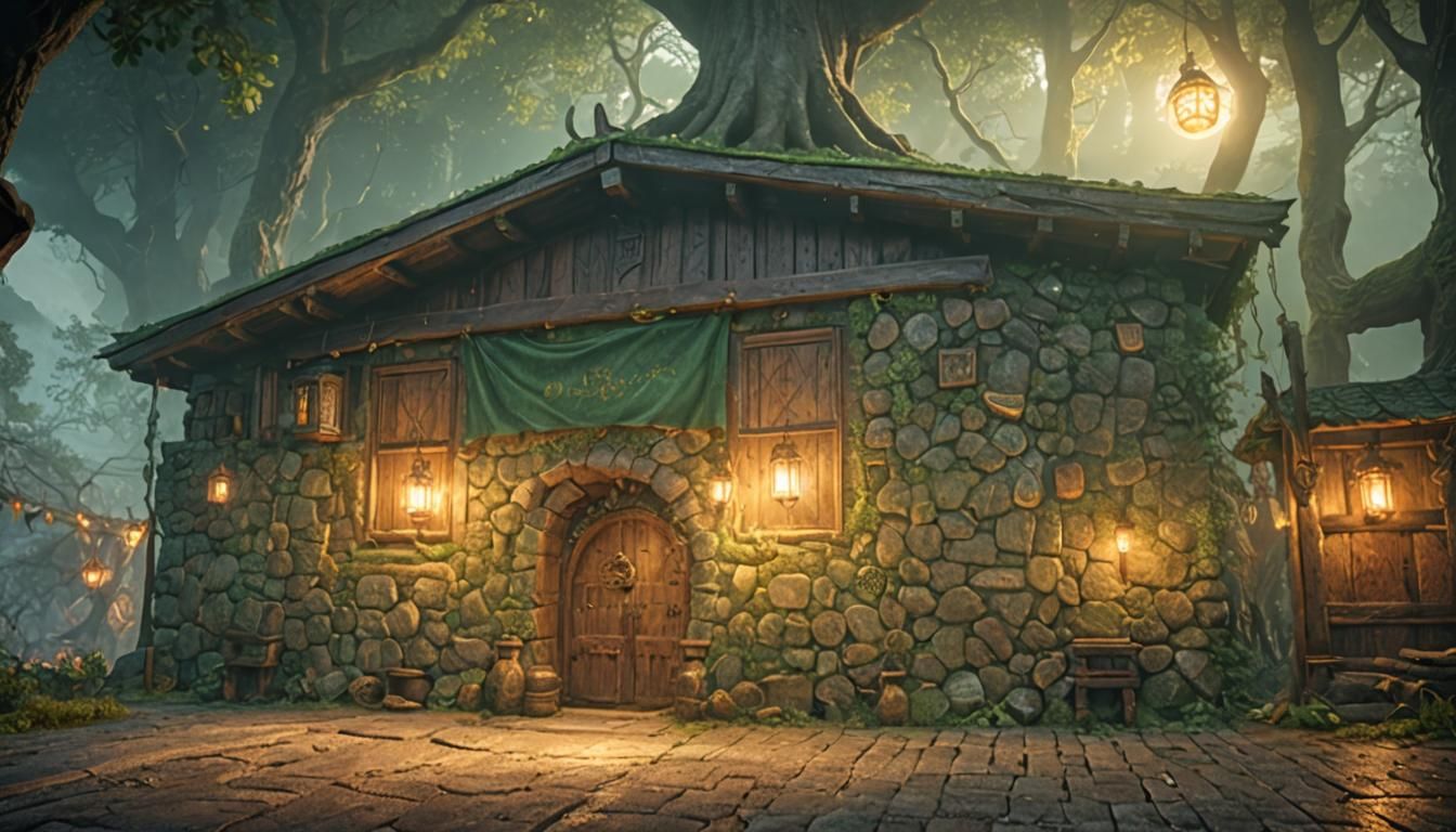 Cozy Hobbit Room with Hanging Lanterns