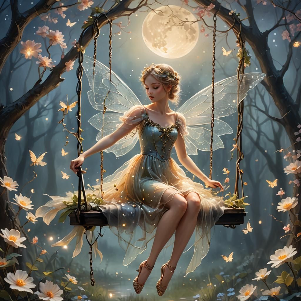 Enchanted Fairy in Whimsical Moonlit Glow