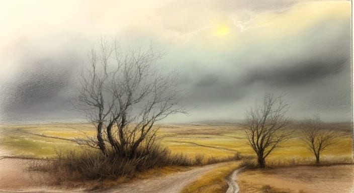 Soothing Pastel Landscape Captured in Soft Expressive Colors