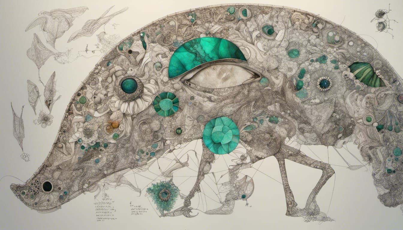 Fractal Flora and Whale Skeleton Quantum Art