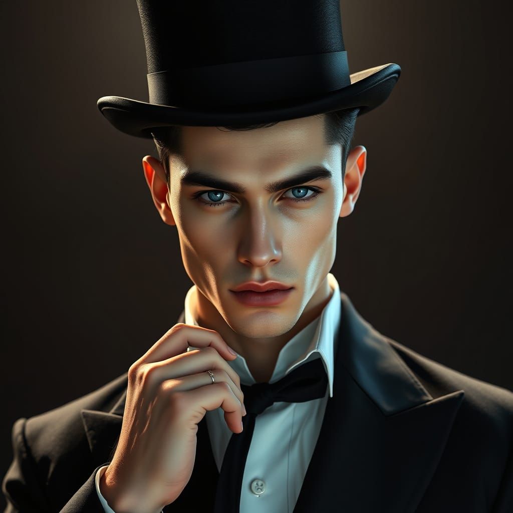 Hyperrealistic Portrait of a Clean-Shaven Emperor in Elegant...