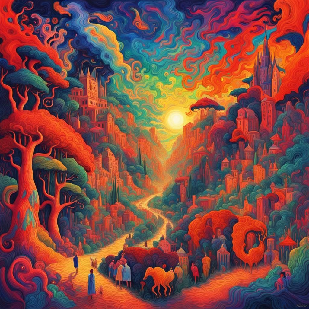 Fantastical Landscape in Expressionist Fauvist Style