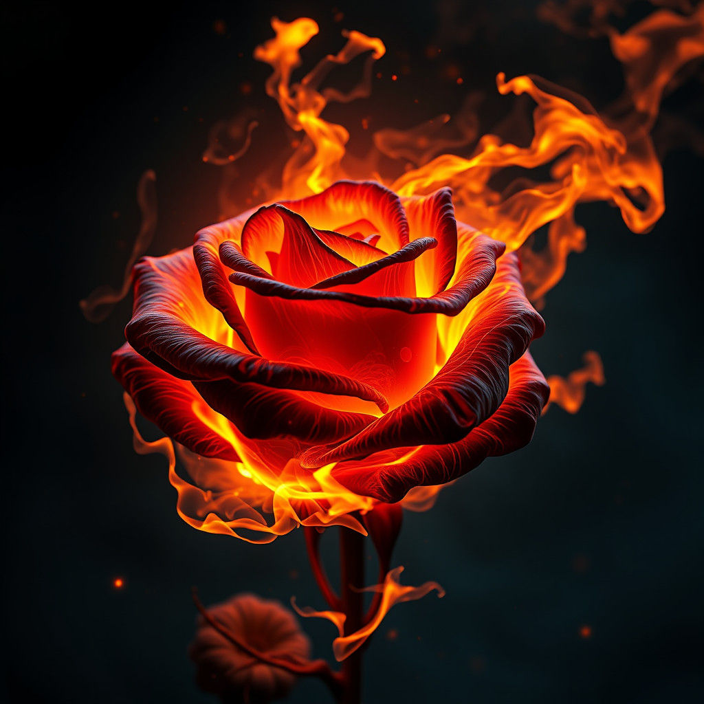 Fiery Rose: Hyperdetailed Artgerm-Inspired Digital Art
