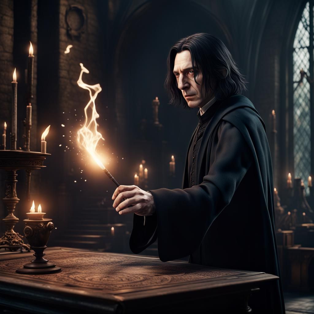 Young Severus Snape Casting Spells in Detailed Matte Paintin...