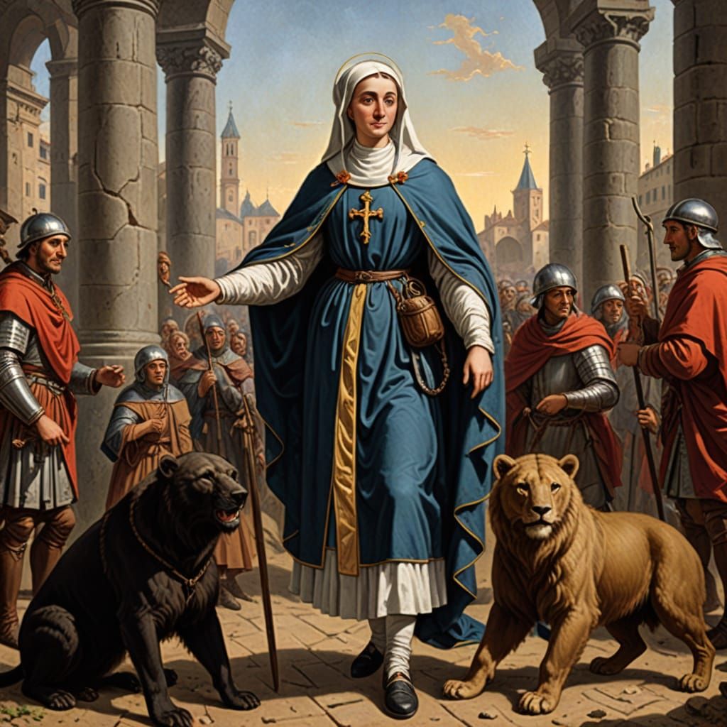 Saint Blandina of Lyon with Lion and Bear