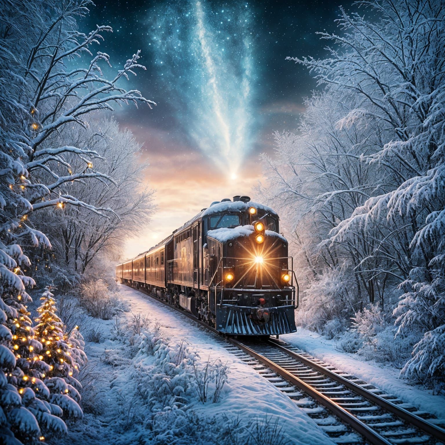 Magical Holiday Train in Enchanting Winter Wonderland