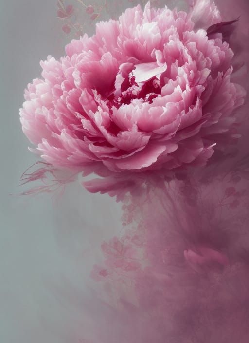 Elaborate Pink Peony in Full Bloom