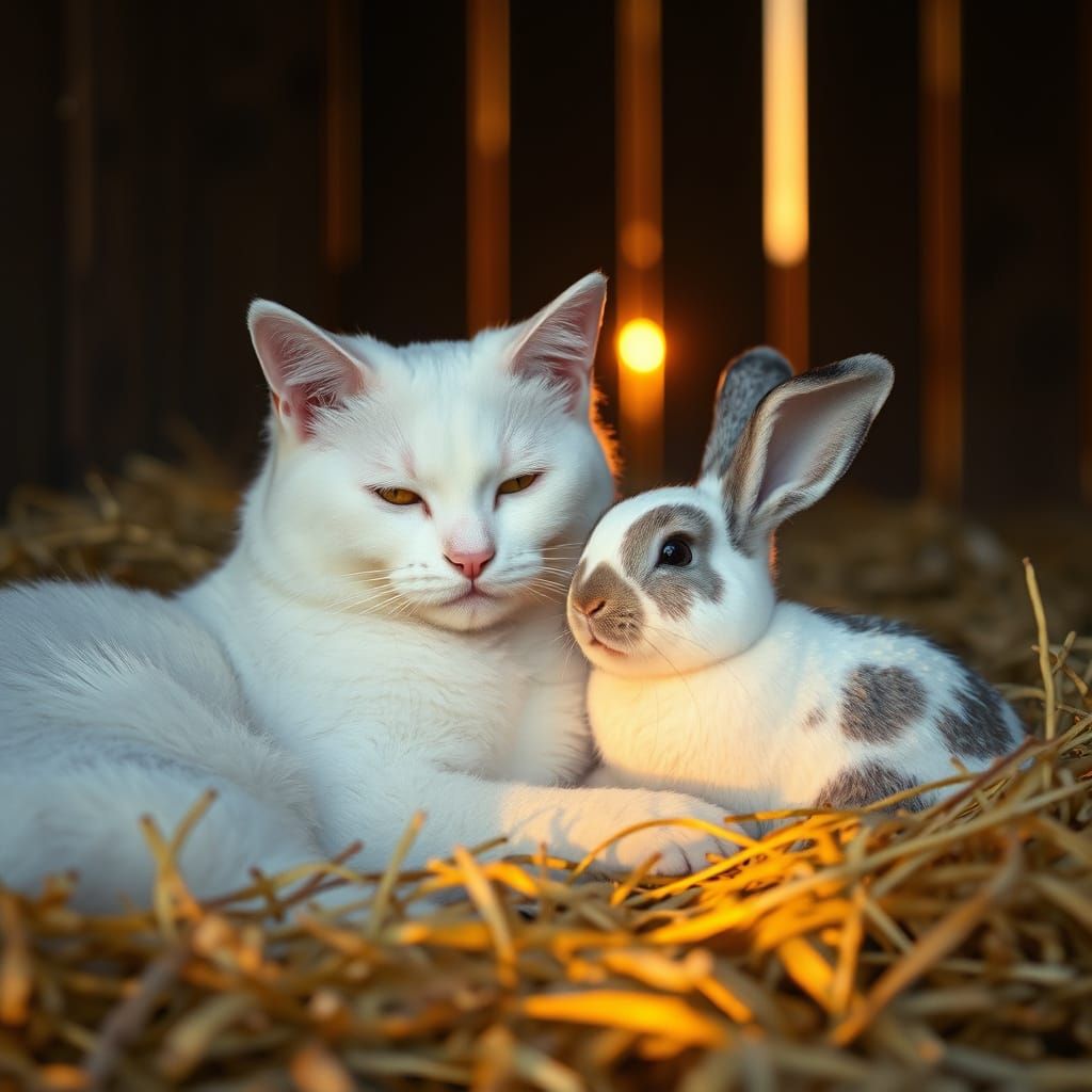 Whimsical Barn Friends in Warm Sunset Light