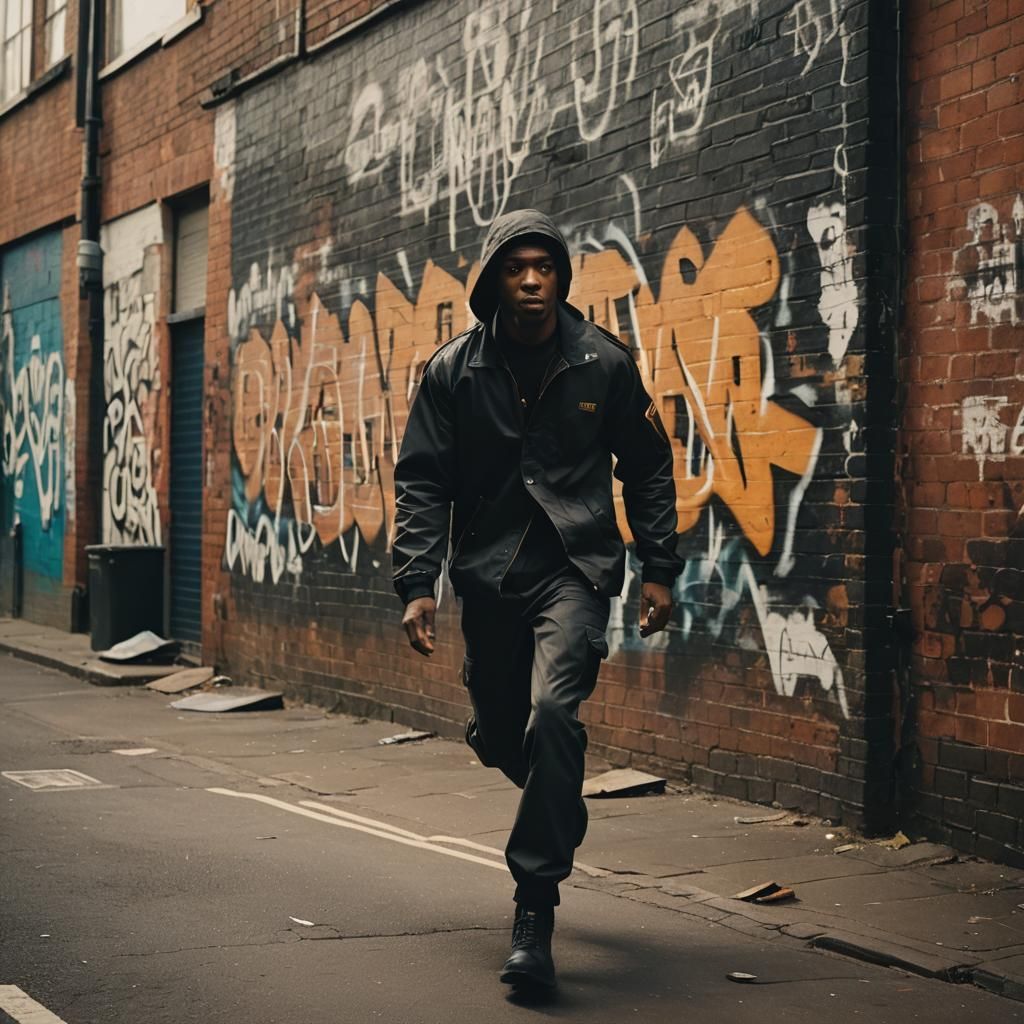 Intense Birmingham Chase Scene in Gritty Realism Style